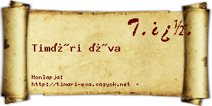 Timári Éva névjegykártya